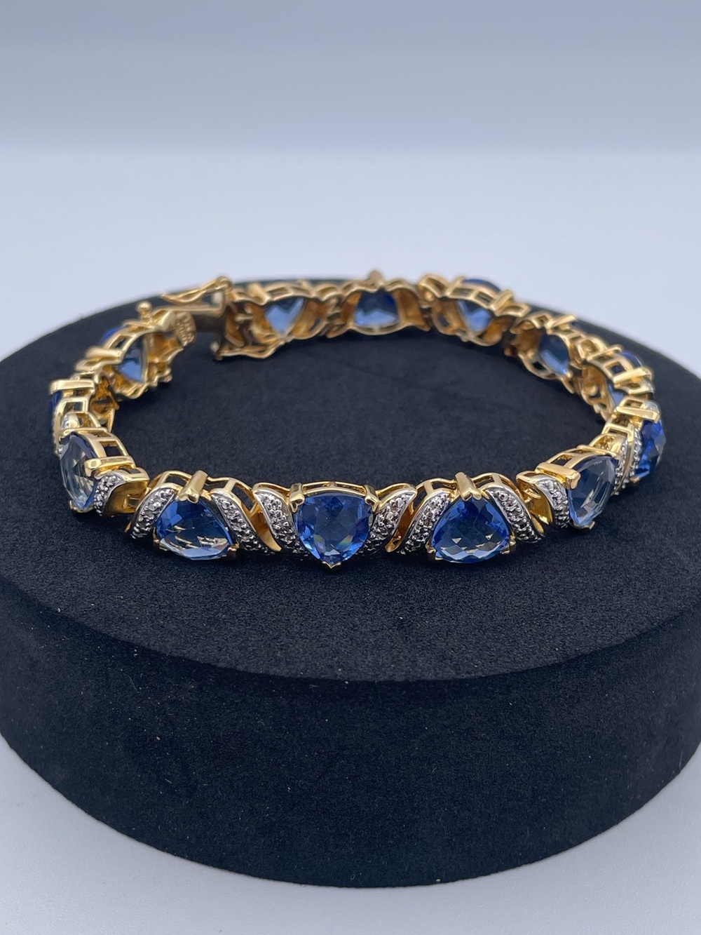 Ross-Simons 925 Sterling Silver Diamond & Simulated Tanzanite Tennis Bracelet